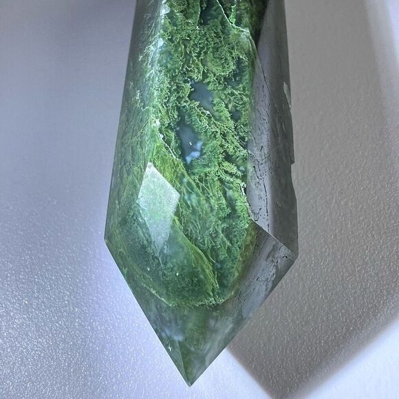 Moss Agate Crystal Double Terminated Point (#9)‎ - Picture 5 of 11